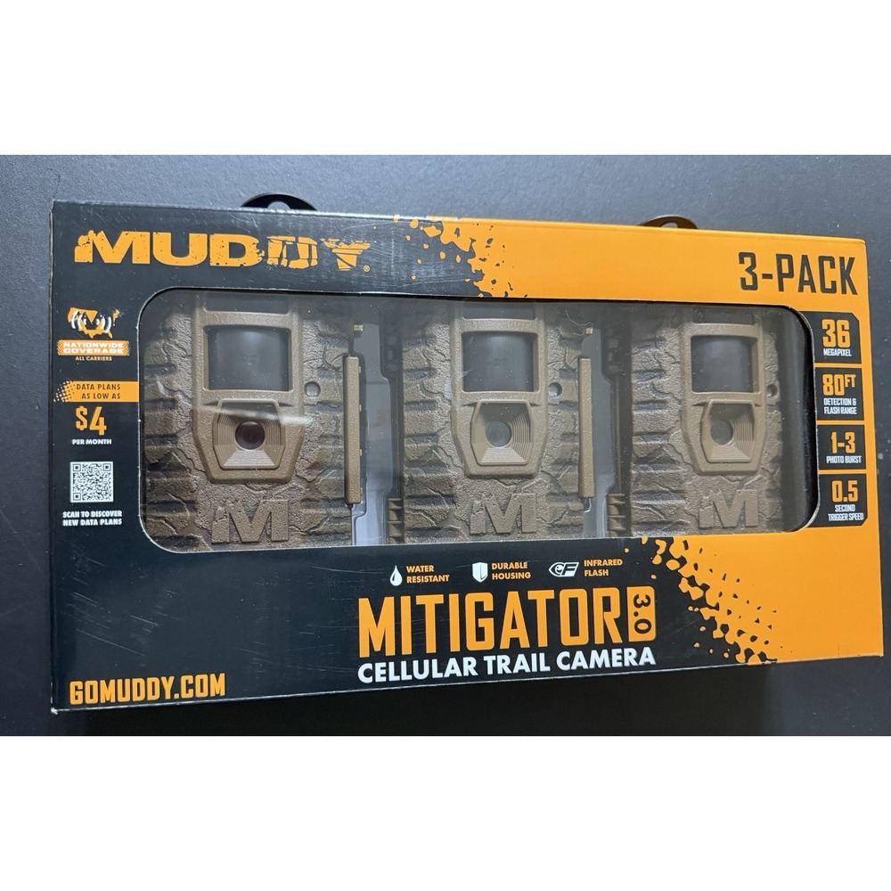 NEW Muddy Mitigator 3.0 Cellular Trail Camera 3-Pack 24MP New In Box